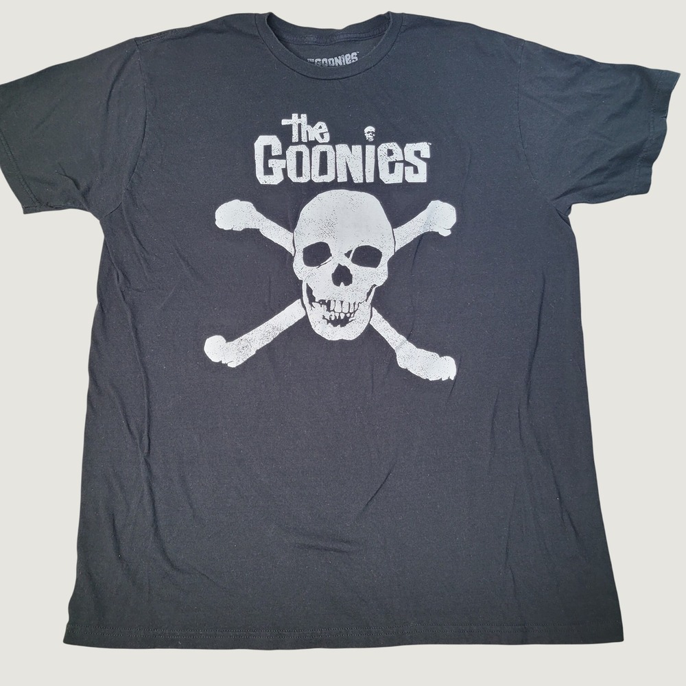 The Goonies Mens Graphic T-Shirt Black Skull Crossbones Movie Tee Size L